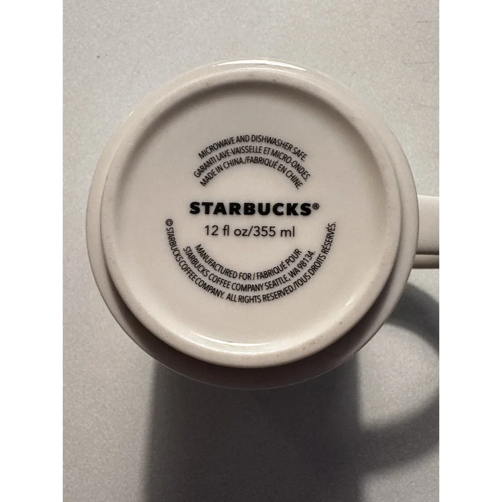 Starbucks Floral SUNFLOWER 12oz Coffee Mug White Embossed Textured Flowers Daisy